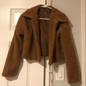 Cropped teddy jacket